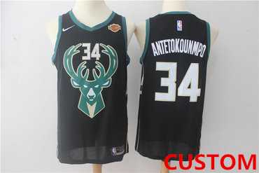 Men%27s Milwaukee Bucks #Custom  Black 2017-2018 Nike Swingman Stitched NBA Jersey